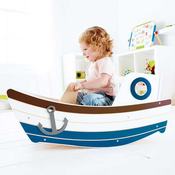 Girl in Wooden Rocking Boat