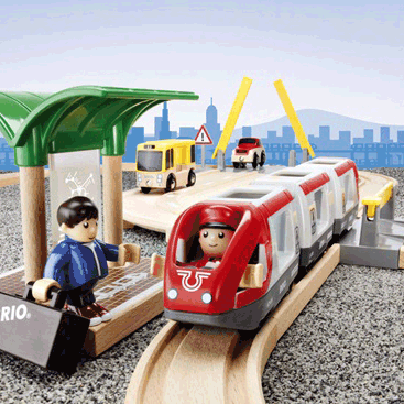 Wooden Train Set for Toddlers